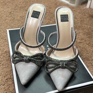 White House Black Market Gray Heels with Bow